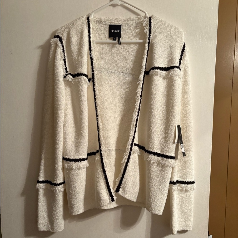 NWT Nic+Zoe Black and White Fringe Jacket
